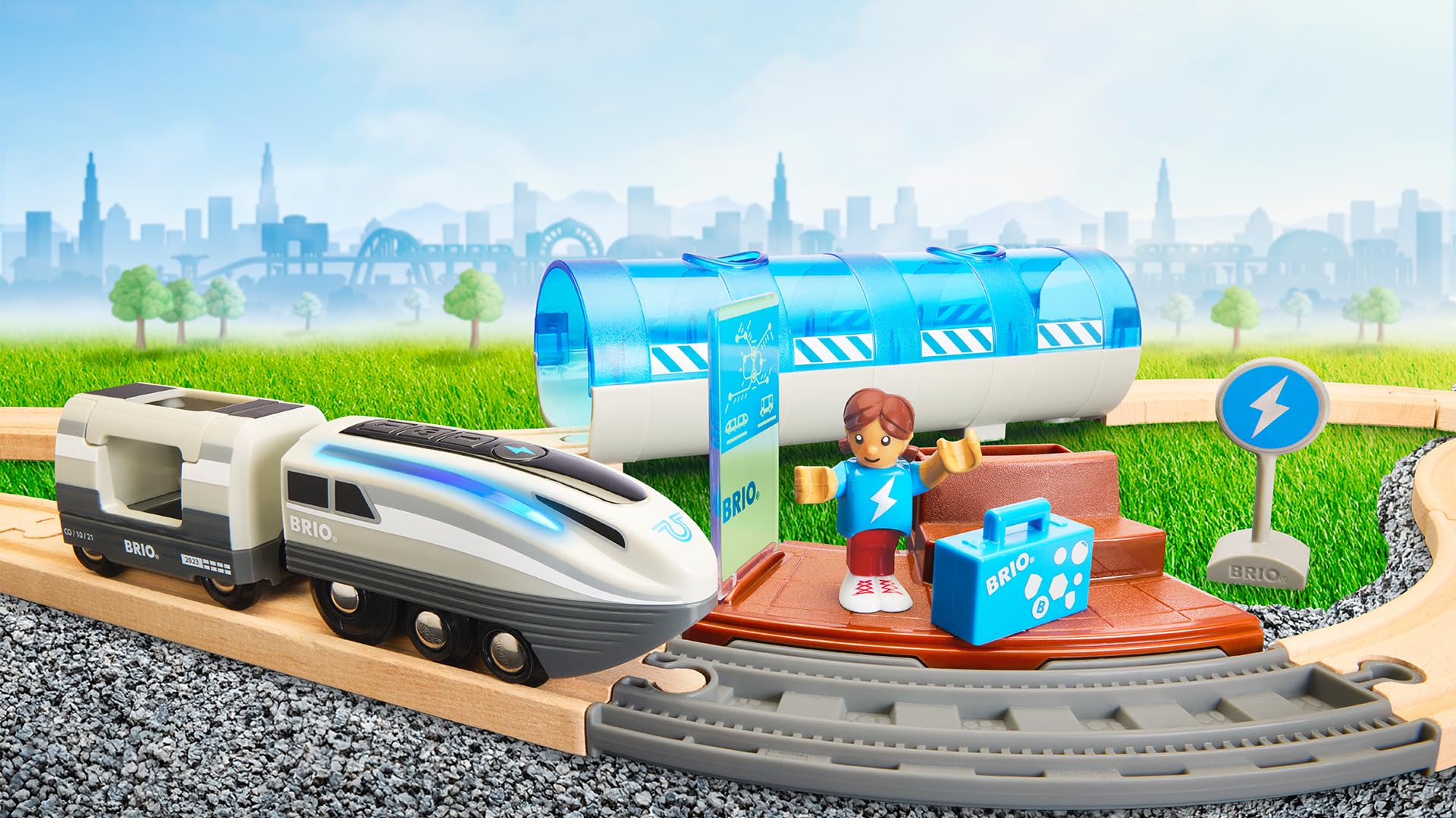 BRIO World - 36011 Circuit Locomotive à Piles Super Rapide | Circuit de Train pour Les Enfants à partir de 3 Ans