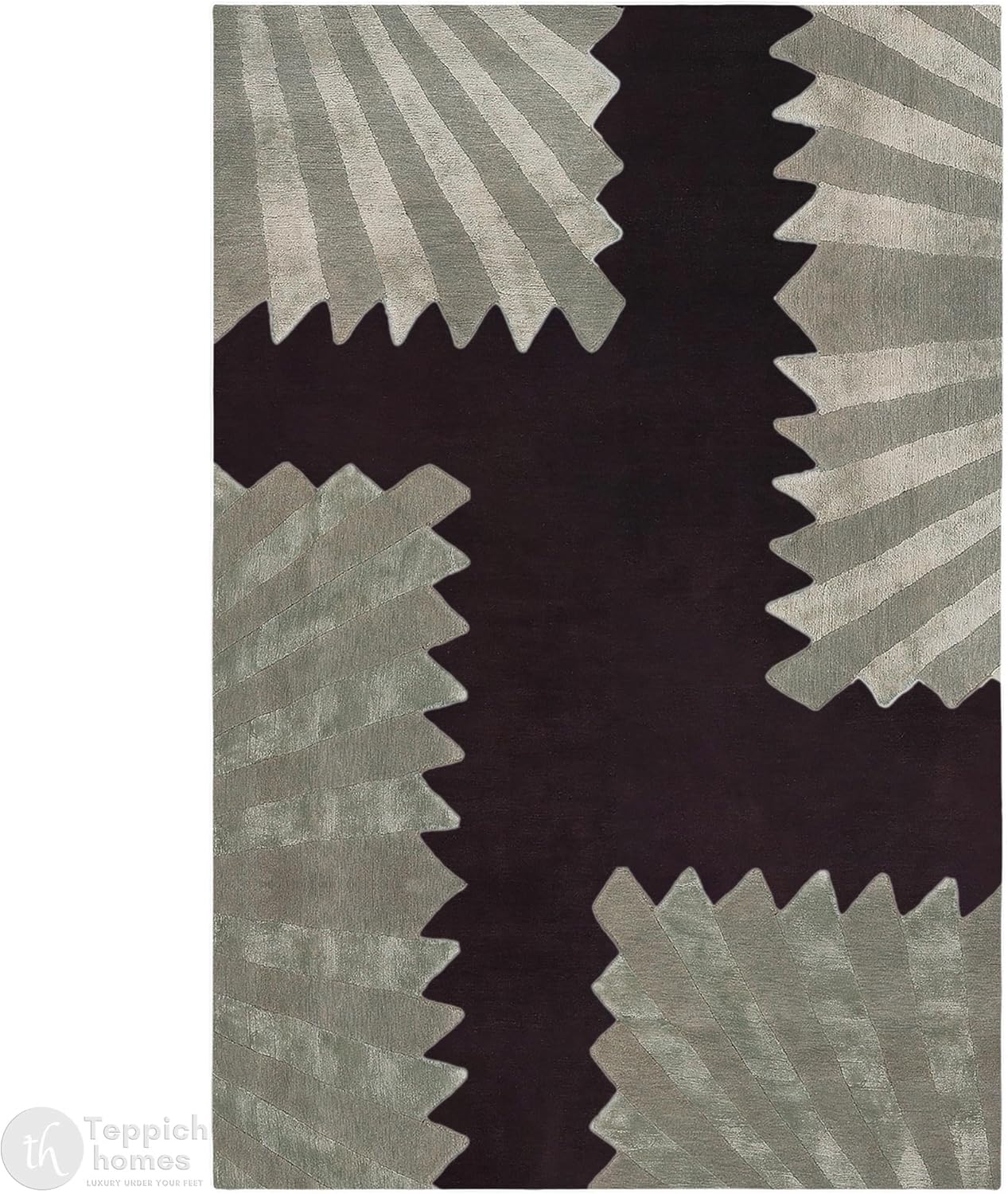Hand Tufted Wool Area Rug Charcoal Sage, Modern Abstract Handmade Carpet for Living Room Bedroom Dining Area 7x10