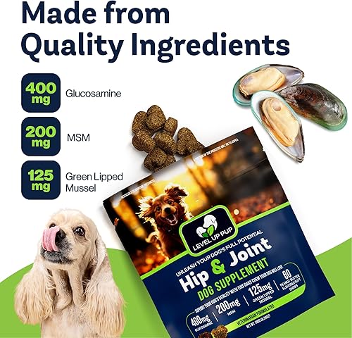 Miniatura 3 de LVL Up Pup - Suplemento para articulaciones de perros mayores - Suplemento de cadera y articulaciones para perros con glucosamina, condroitina, MSM