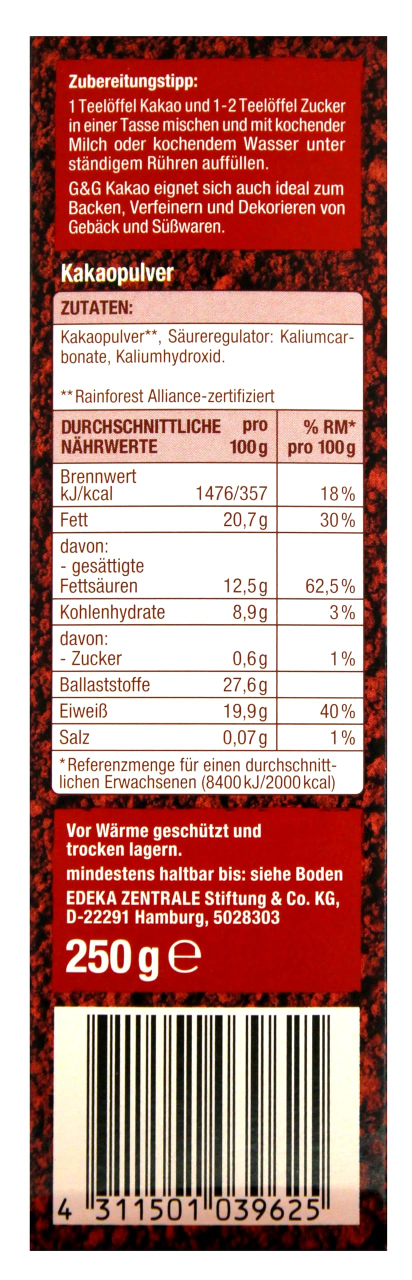 Gut & Günstig Back-Kakao, 10er Pack (10 x 250g)
