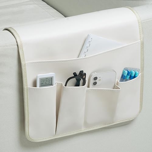 Miniatura 8 de PU Leather Sofa Armrest Organizer, Armchair Magazine Holders, Waterproof Remote Holder for Recliner Couch with 1 Large Pocket, 4 Small Pockets for