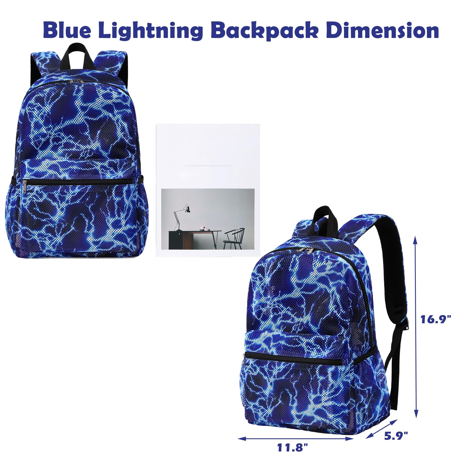 Mochila para niños con correa para el pecho para la escuela, mochila de gran capacidad para niños con para jardín de infantes, primaria, preescolar, azul, (Thunder blue, Talla única