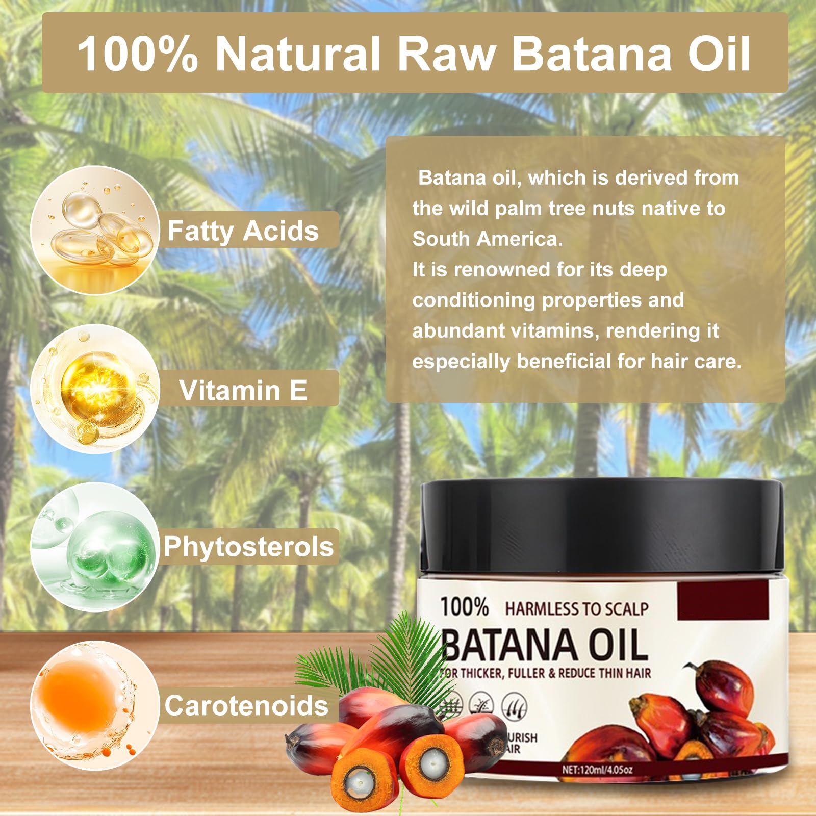 Raw Batana Oil for Hair Growth 100% Natural Pure Batana Oil from Honduras, Organic Hair Oil Repairs Damaged Hair - Image 4