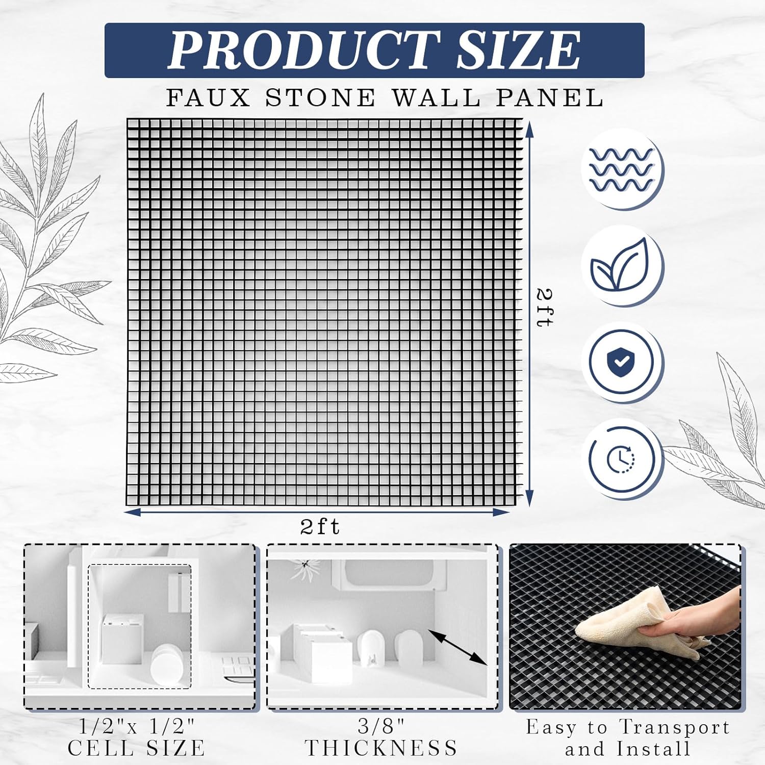 Tuanse 2 Pack Egg Crate Panel Polystyrene 2' x 2' with 1/2 x 1/2 x 3/8 Cell Size, Egg Crate Light Diffuser for Ceiling Light Covers, HVAC Grilles, Aquarium Eggcrates(Black)