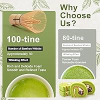 Vista 2 de 5Pcs Matcha Whisk Set, 18OZ Bowl With Spout, Japanese Ceremony Matcha Whisks Kit, 100% Natural Bamboo Whisk, Ceramic Whisk Holder (Green), Stainless