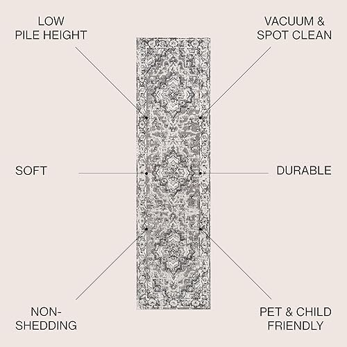 Miniatura 3 de JONATHAN Y BMF110A-28 Denia - Alfombra decorativa con medallón geométrico para interiores, bohemio, floral, fácil de limpiar, alto tráfico,