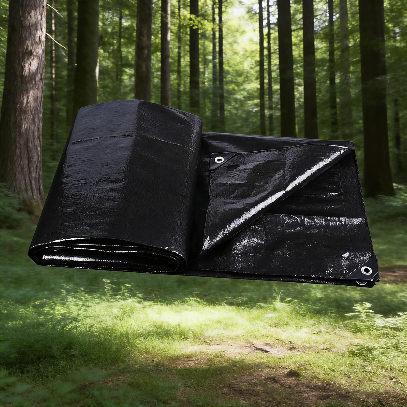 Toldo Impermeable Exterior Duradero en Lona de Plástico Negro con Filtro UV