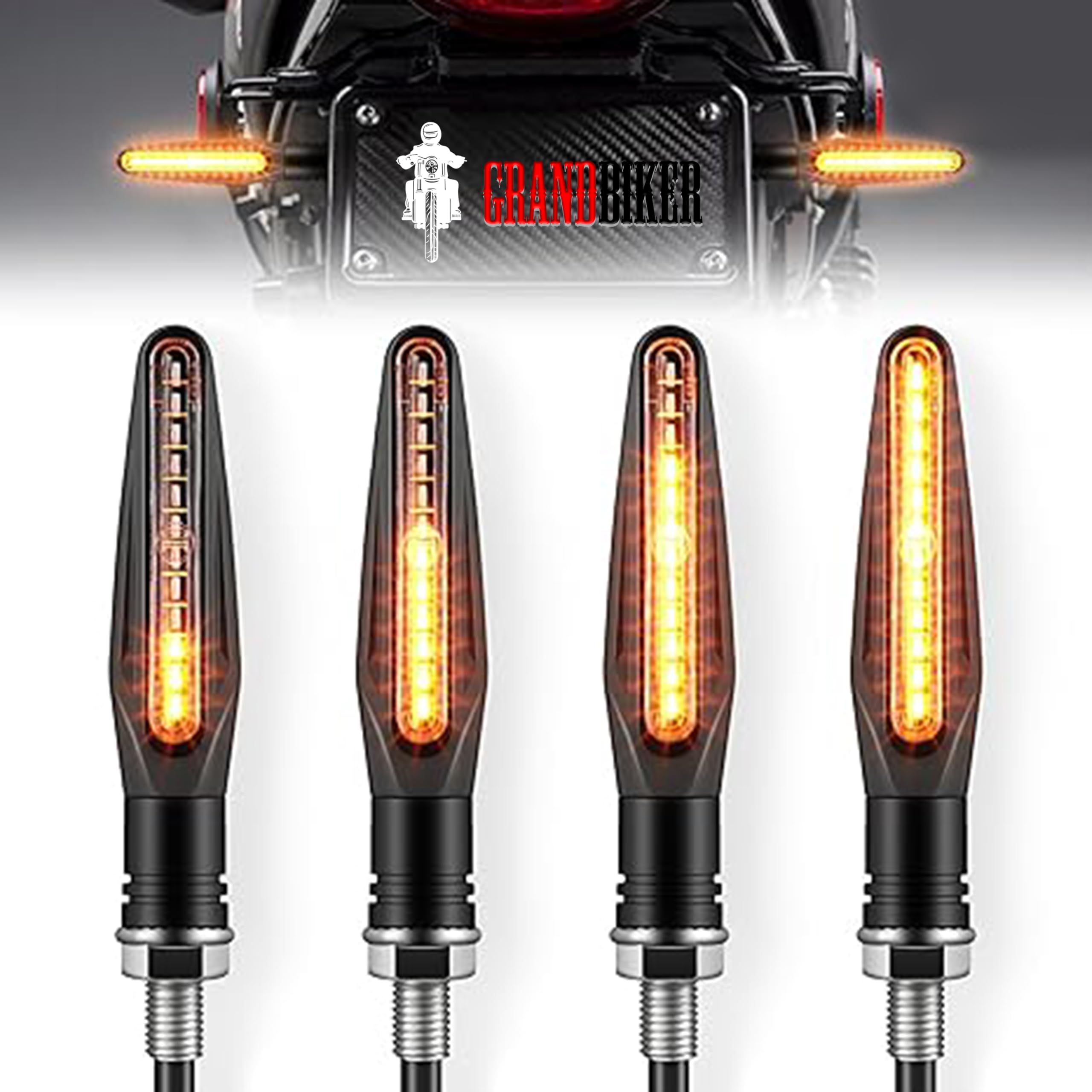 Original Waterproof Flexible Rubber 9 Led K.T.M Style Indicators SMD High Bright Universal for All Bikes Models Turn Signal Lights Motorcycle Amber, Set of 4 (Yellow)