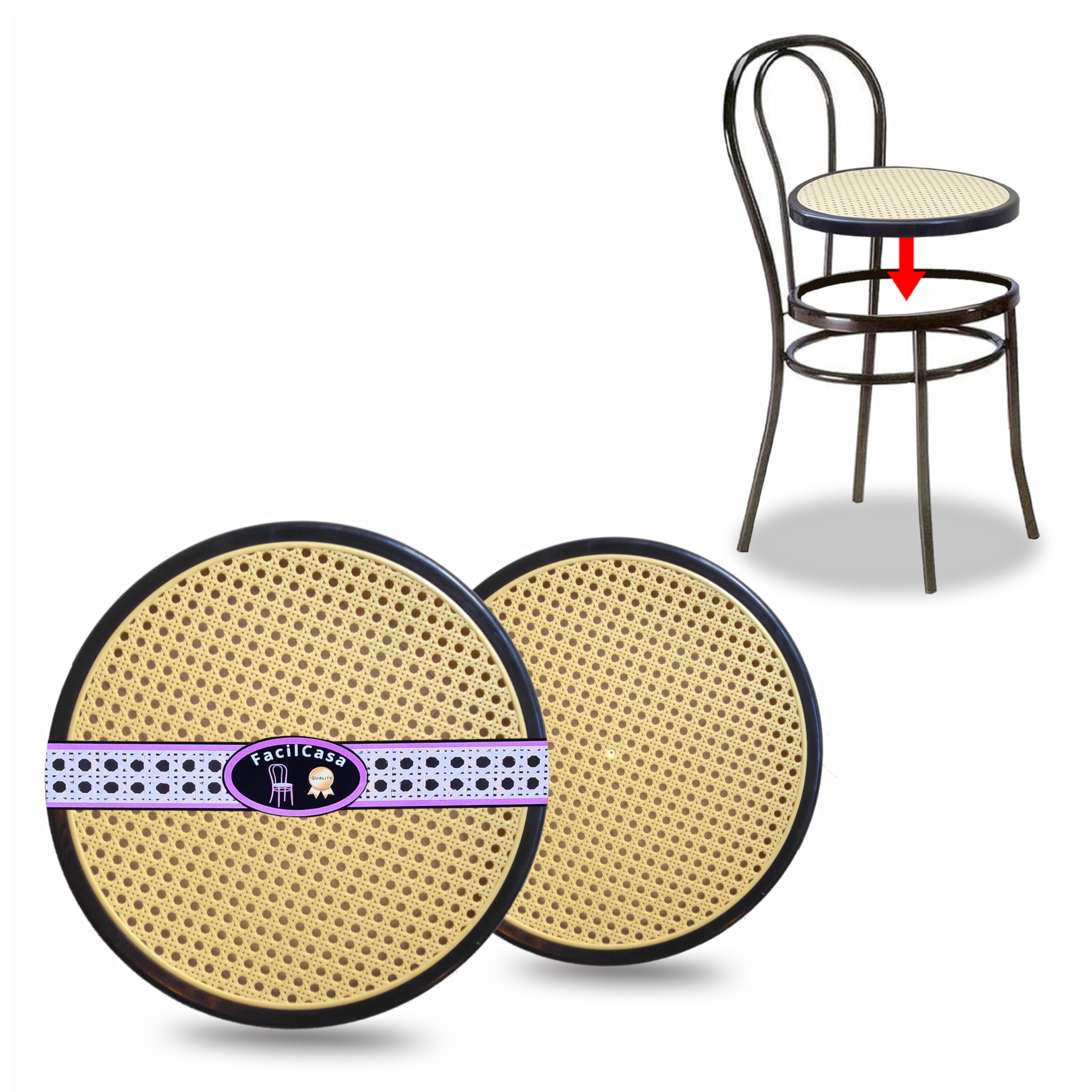 Siège De Rechange En Paille Tressée 37x37 Cm - Modèle 901 PISA, Cadre Bois Teck, Pour Chaises De Restaurant Ou Maison - 9