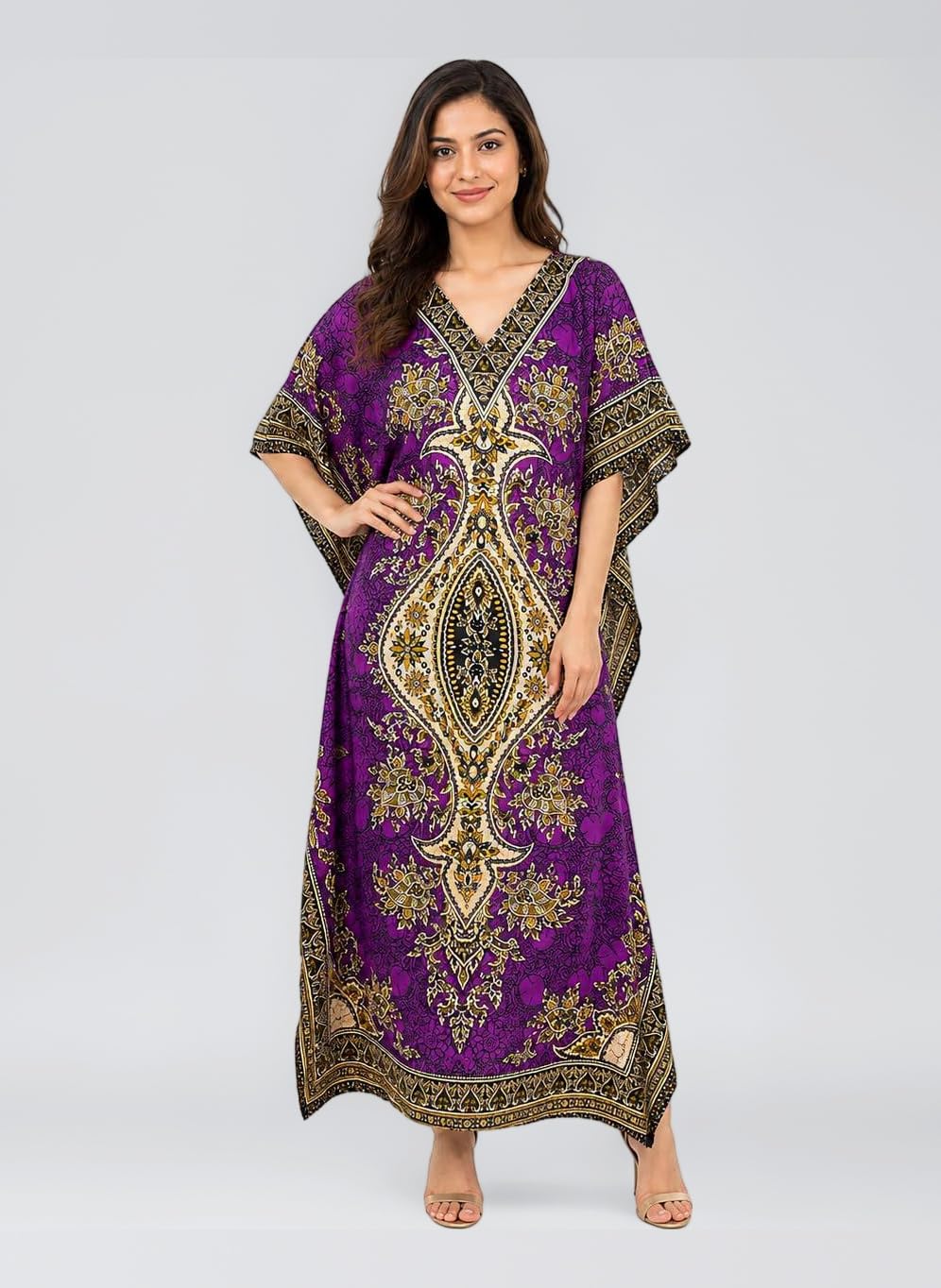 Womens Plus Size Kaftan Tunic Long Maxi Dress