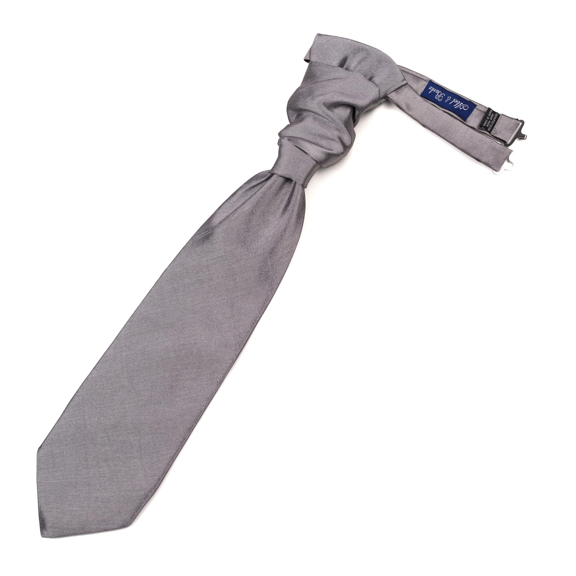 Abel & Burke Dark Grey Shantung Wedding Cravat Plain Formal Wedding Necktie Groom Neckwear