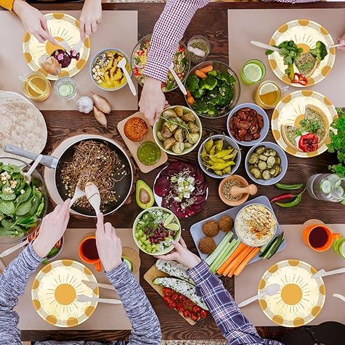 Miniatura 6 de 30 platos bohemios para el primer viaje alrededor del sol, decoraciones de cumpleaños de 9 pulgadas, placas de sol bohemias, hippie, sol,