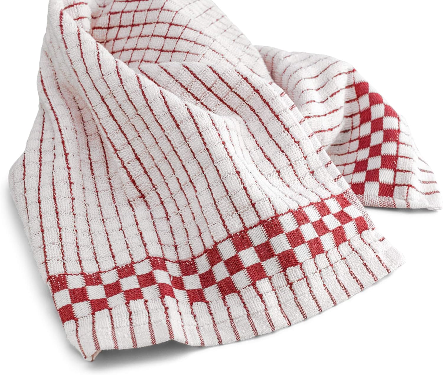 XLNT Highly Absorbent Kitchen Dish Towels 100% Cotton 18x28 inch – Ultra-Thick Dishcloths – Premium Weave for Drying & Cleaning – Soft, Durable & Lint-Free – Pack of 3 Red