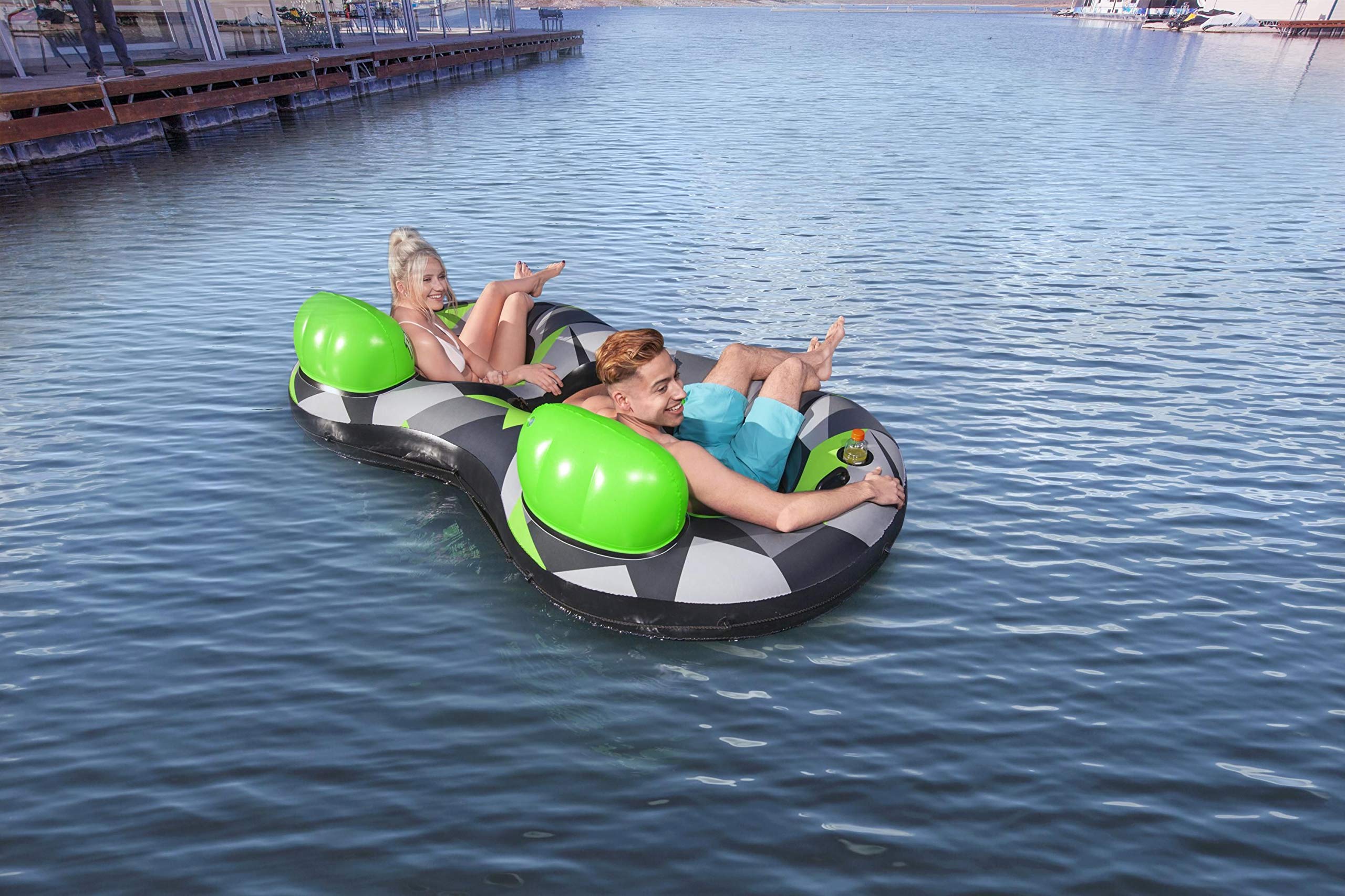 Bestway Hydro-Force 2-Personen Schwimmring mit Rückenlehne „Rugged Rider II“ 251 x 132 cm