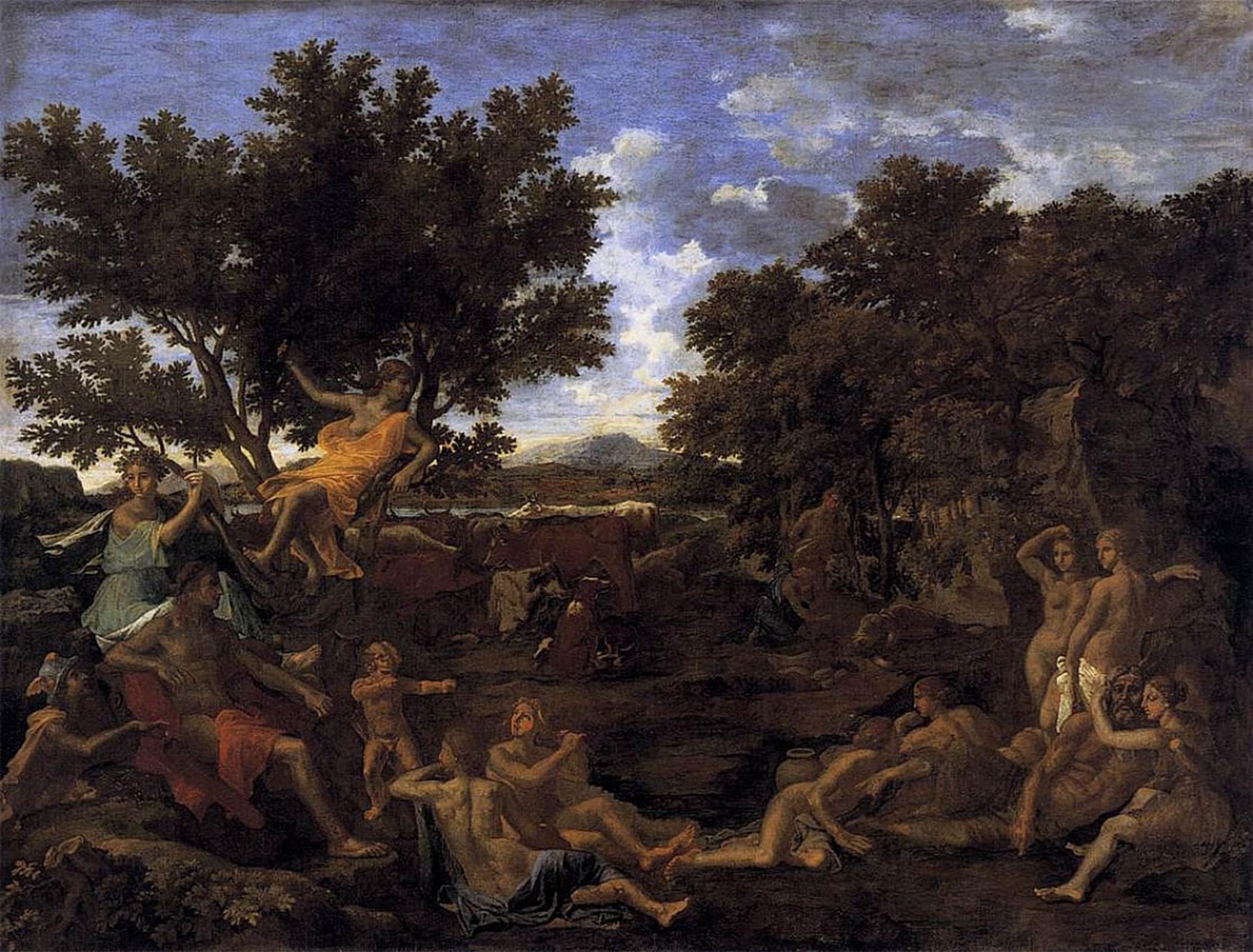 ARTXLXXBN Famous Painting Art Wall Decor Abstract Art Picture Apollo and Daphne by Nicolas Poussin Animal Pictures for Home Decor 60x90cm