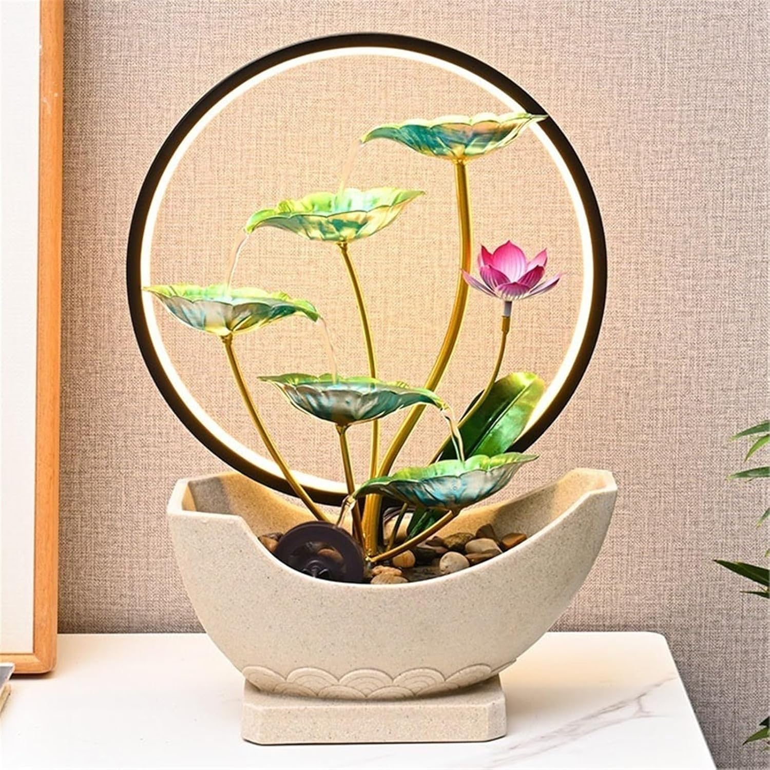 Tabletop Fountain Indoor Tabletop Tiered Water Fountain 5 Level Waterfall Meditation Desktop Fountains