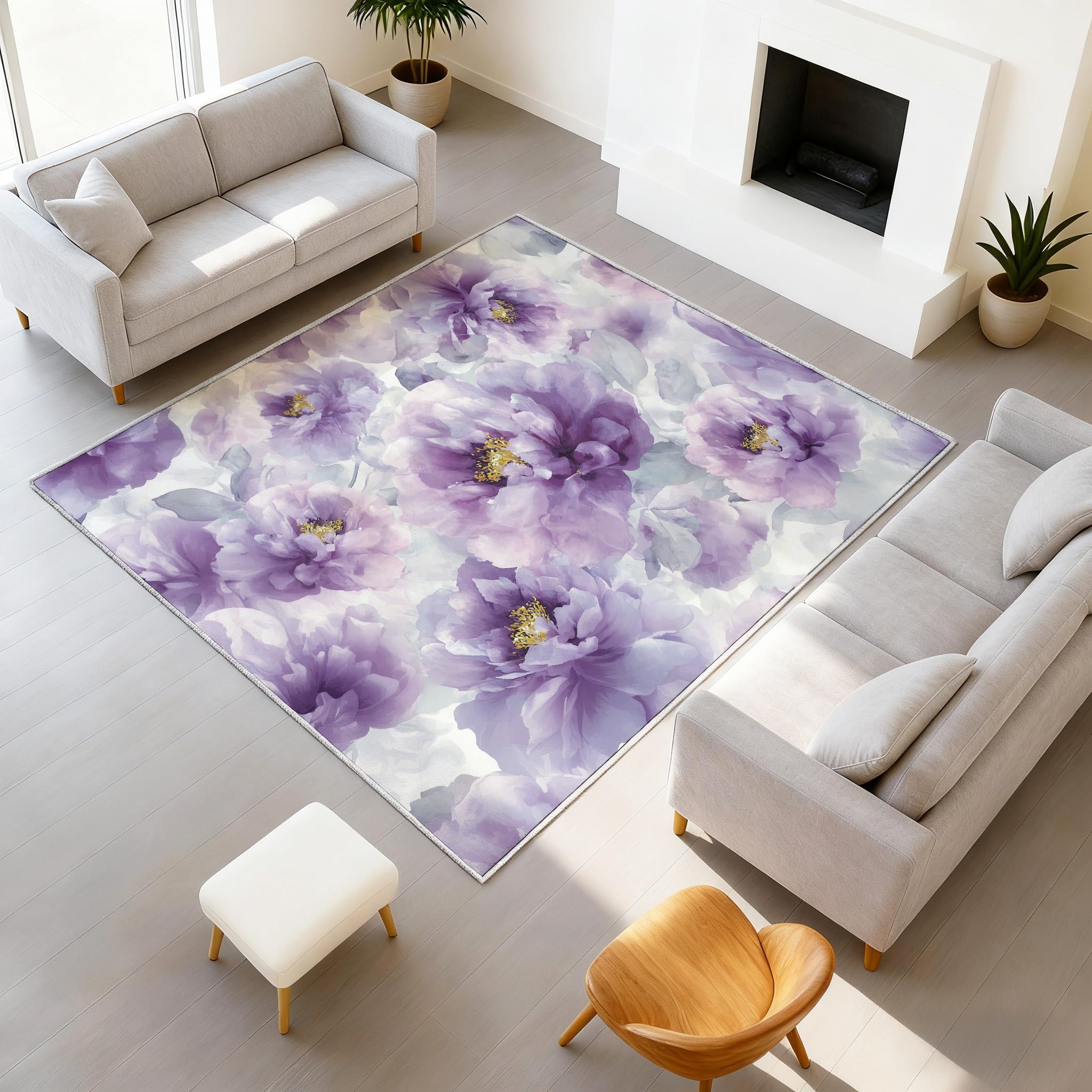Tapis de salon lavable et antidérapant style oriental 90x150