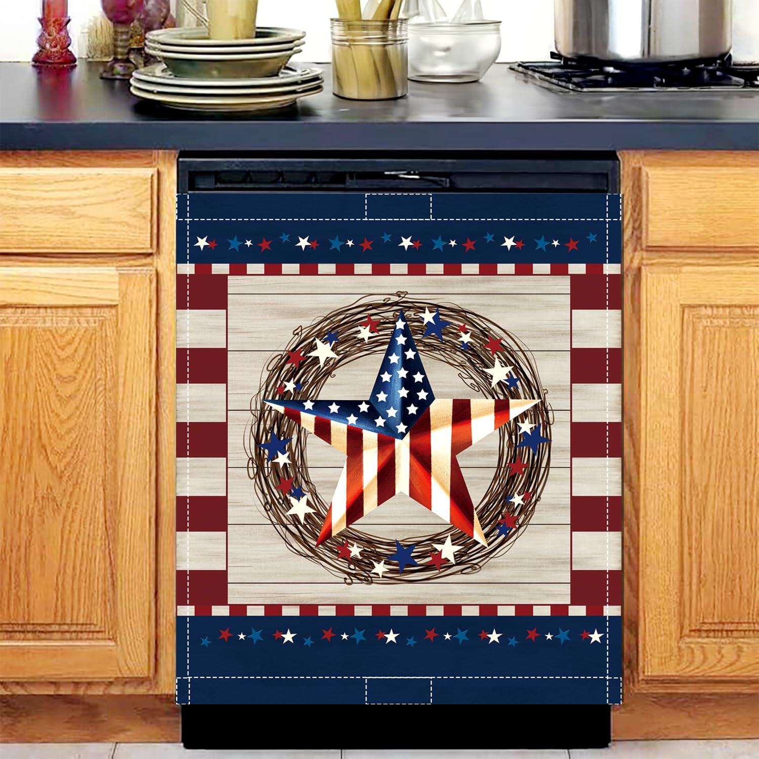 4th of July Dishwasher Magnet Cover, American USA Flag Patriotic Decor Dishwasher Magnetic Covers 250th Anniversary Summer Dishwasher Magents Covers Refrigerator Sticker Fridge Panel Decal