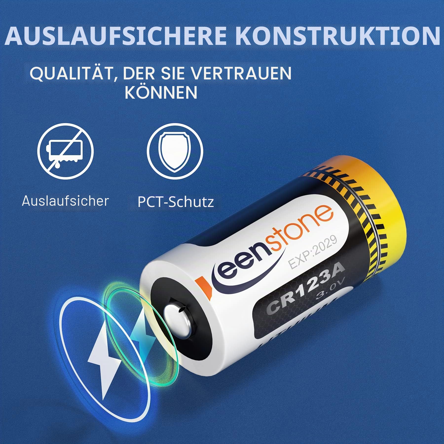 Keenstone CR123A 3V Lithium, 1600 mAh 18 Stück Batterie CR123A für Taschenlampe, Digitalkamera, Camcorder, Spielzeug, Taschenlampe 【Nicht für Arlo】