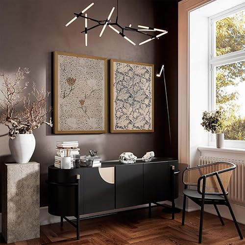 Miniatura 4 de Joocrise Juego de 2 impresiones artísticas de pared botánicas vintage, arte de pared de bocetos antiguos, arte de pared con flores neutrales,