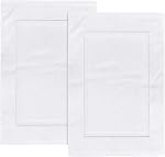 Canadian Linen Yukon Mattes de bain, 2 Paquet, 20.00x30.Léger Quick Dry Picture Frame Design Cotton Zone Baignoires [Pas Rug de salle de bains] Serviettes de douche douces, Tapis de sol absorbant, Tapis d'eau lavable, Blanc