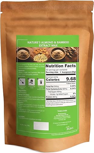 Miniatura 2 de AYURA ORIGINS Nature's Almond & Bamboo Extract Max - Suplemento de calcio a base de plantas (3.53 onzas - 50 porciones) - Bueno para hombres,