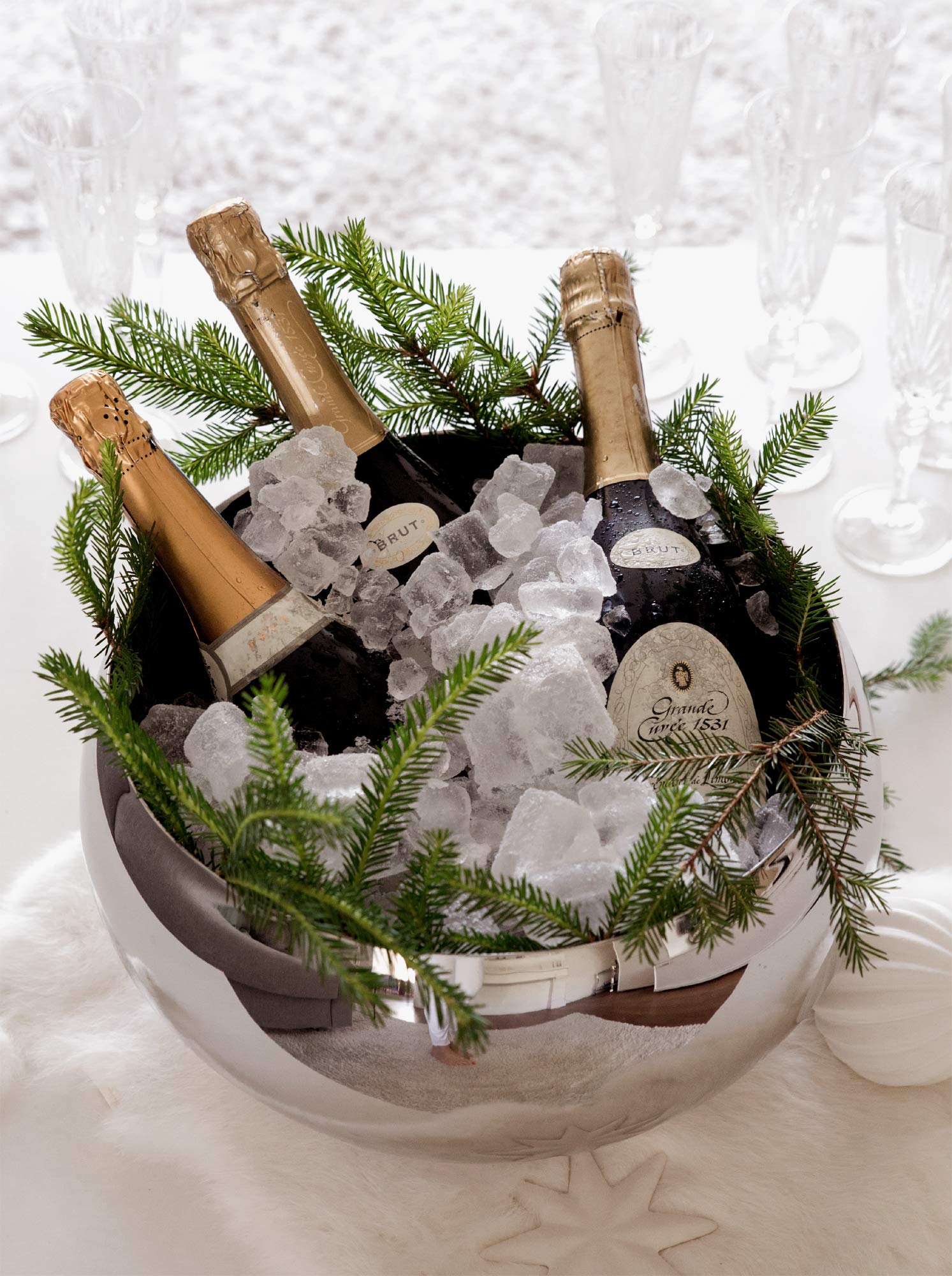 EDZARD Champanera Enea (Ø 35 cm, M) de acero inoxidable - enfriador de champán y cava de doble pared - enfriador de bebidas para 3 botellas - cubeta para vino, cava y hielo - enfriador de vino
