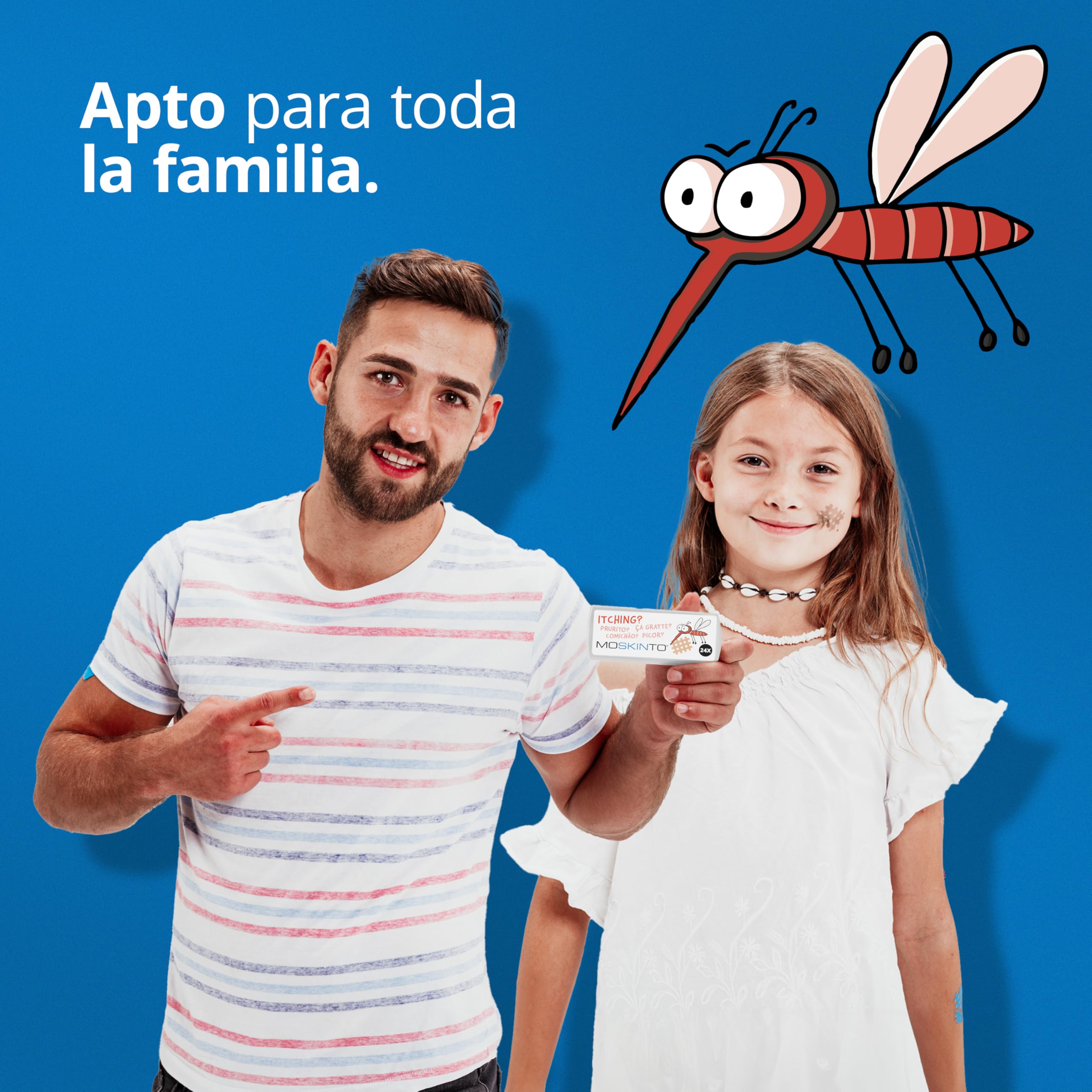 Moskinto Parches Antimosquitos para Niños y Adultos - Uso en Picaduras de Mosquitos e Insectos - Alivia la Picazón - Beige - 24 Piezas