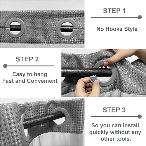 Vista 46 de Cortina de ducha de tortugas marinas, temática náutica de playa, verde y verde azulado, sin ganchos, punto gofre y forro desmontable, decoración