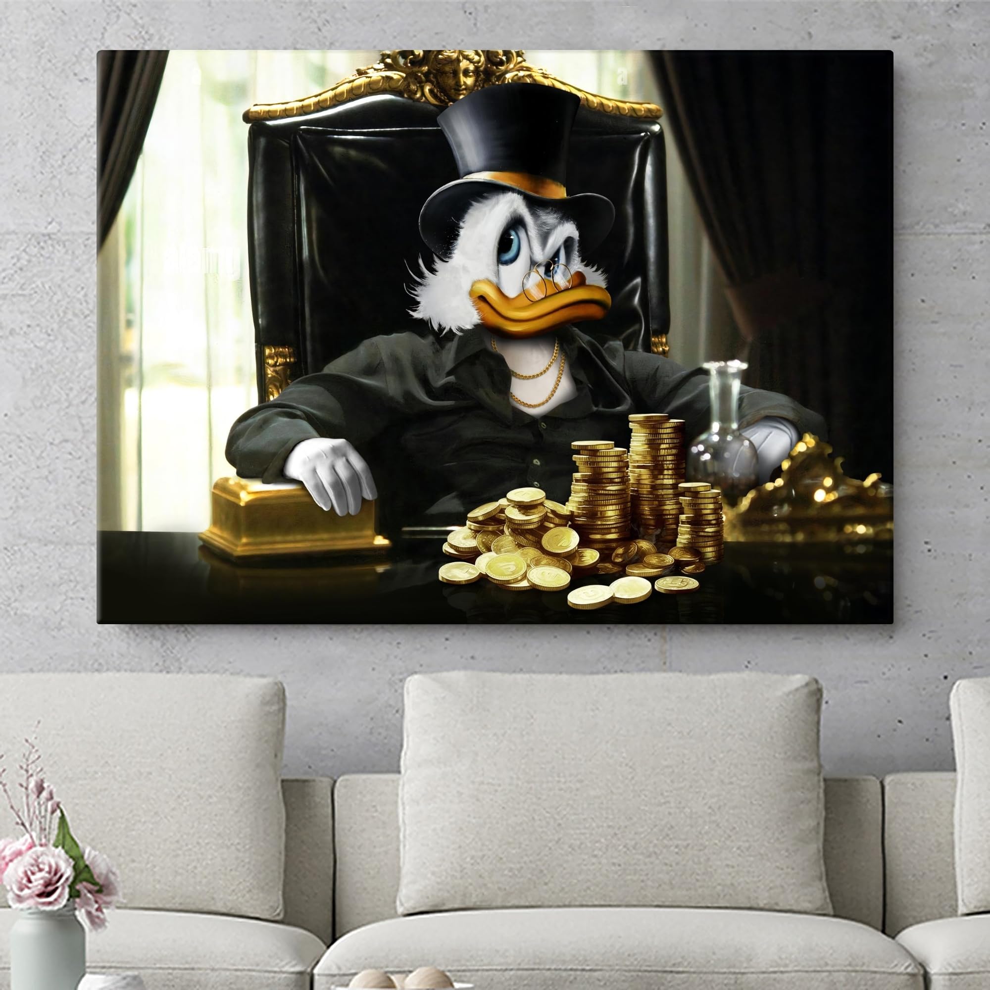 Artmazing | Dagobert Bild Bunt | S-Art Bilder Modern | Leinwandbild XXL für Wohnzimmer | Wandbild Deko | Buntes Poster für Wand