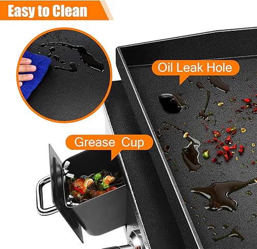 Miniatura 6 de QuliMetal - Parrilla portátil de mesa de 22 pulgadas, 2 quemadores de gas propano con campana, parrilla de campamento de 24,000 BTU con bolsa de