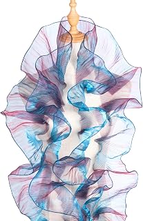 OIIKI 7.2 Yards Iridescent Organza Ruffled Lace Trims, Gradient Blue