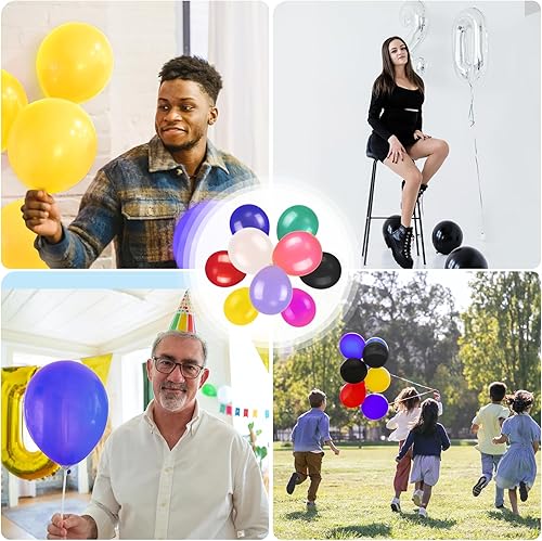 Miniatura 4 de EMART 100 globos amarillos de 12 pulgadas con cinta, helio de látex para cumpleaños, boda, baby shower, graduación, decoración de Navidad