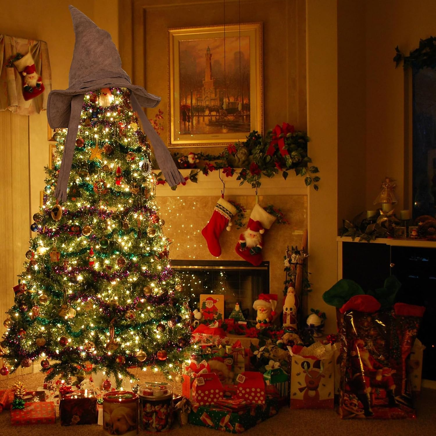 Tanganan Halloween Hat Brown Witch Hats for Women, Halloween Christmas Dress up Hat Party Deluxe Costume Hat Cap for Adult Character Dress up Headwear - Image 2