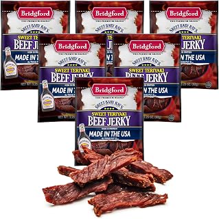 Bridgford Sweet Baby Ray’s Beef Jerky Sweet Teriyaki 3.25 oz Pack of 6 - Protein-Rich Snacks for Low Carb and High Protein Diets - Beef Jerky Teriyaki for On-the-Go Snacking and Busy Lifestyles