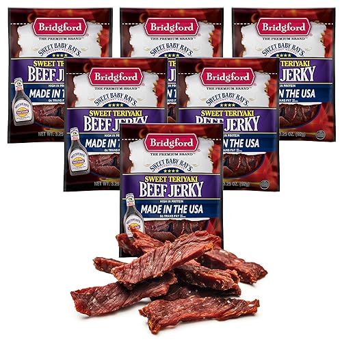 Vista 13 de Bridgford Sweet Baby Ray's Beef Jerky Teriyaki dulce de 3.25 onzas, paquete de 2 – Snacks ricos en proteínas para dietas bajas en carbohidratos