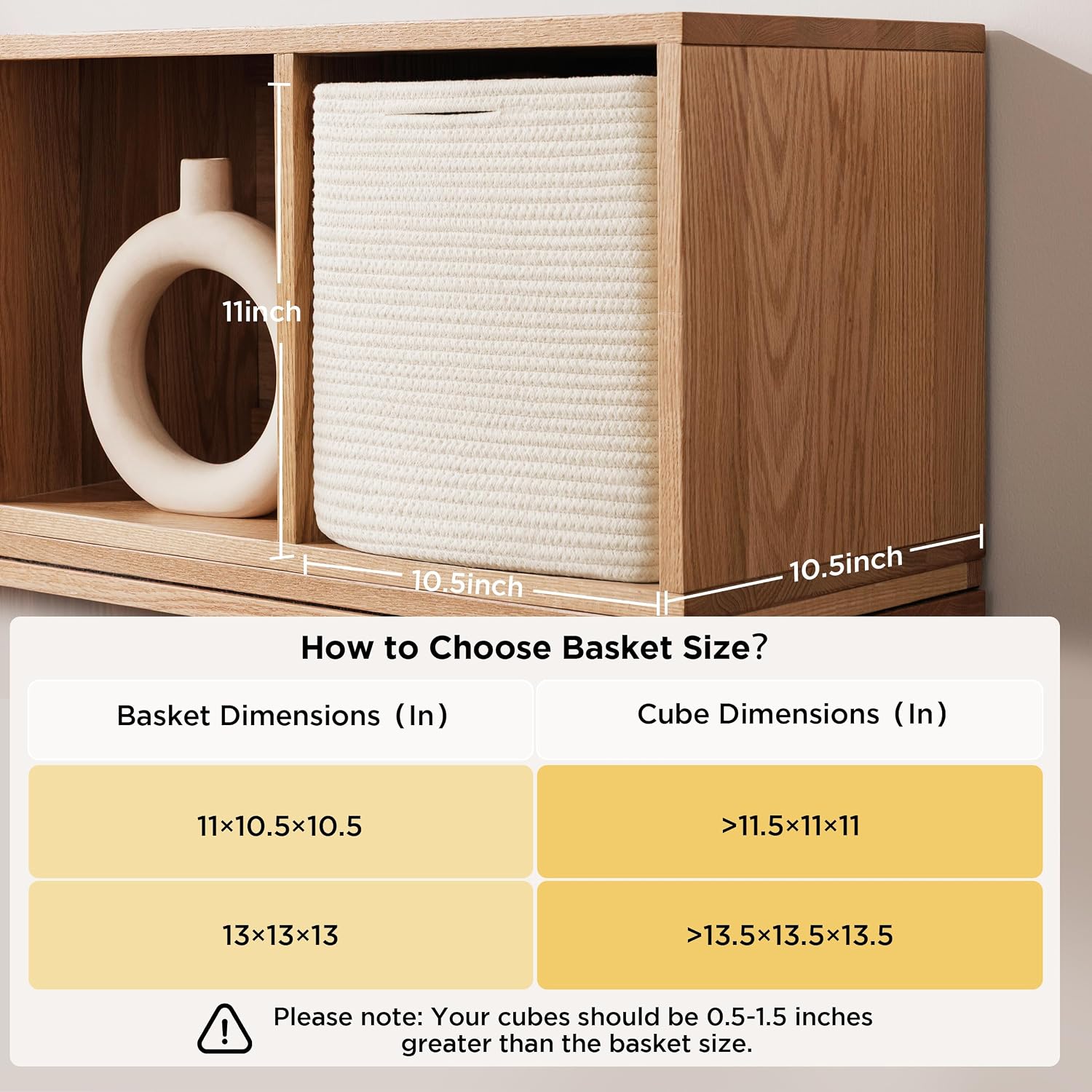 joybest 11inch Cube Storage Bins, Cotton Rope Woven Organizer Basket image 2