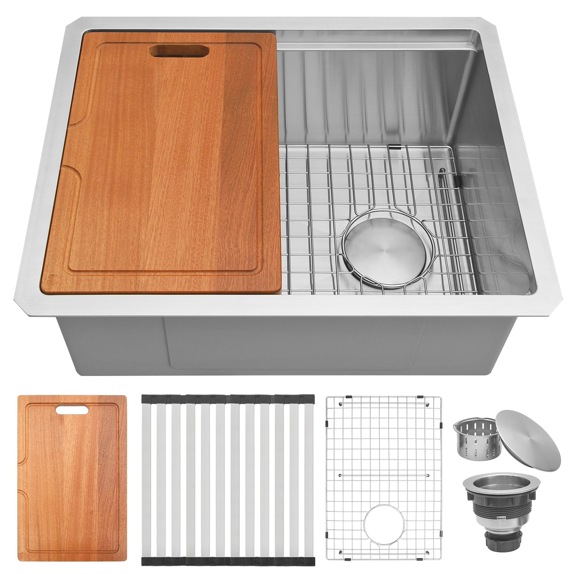 23" X 18" Undermount Kitchen Sink Offset Drain with Workstation