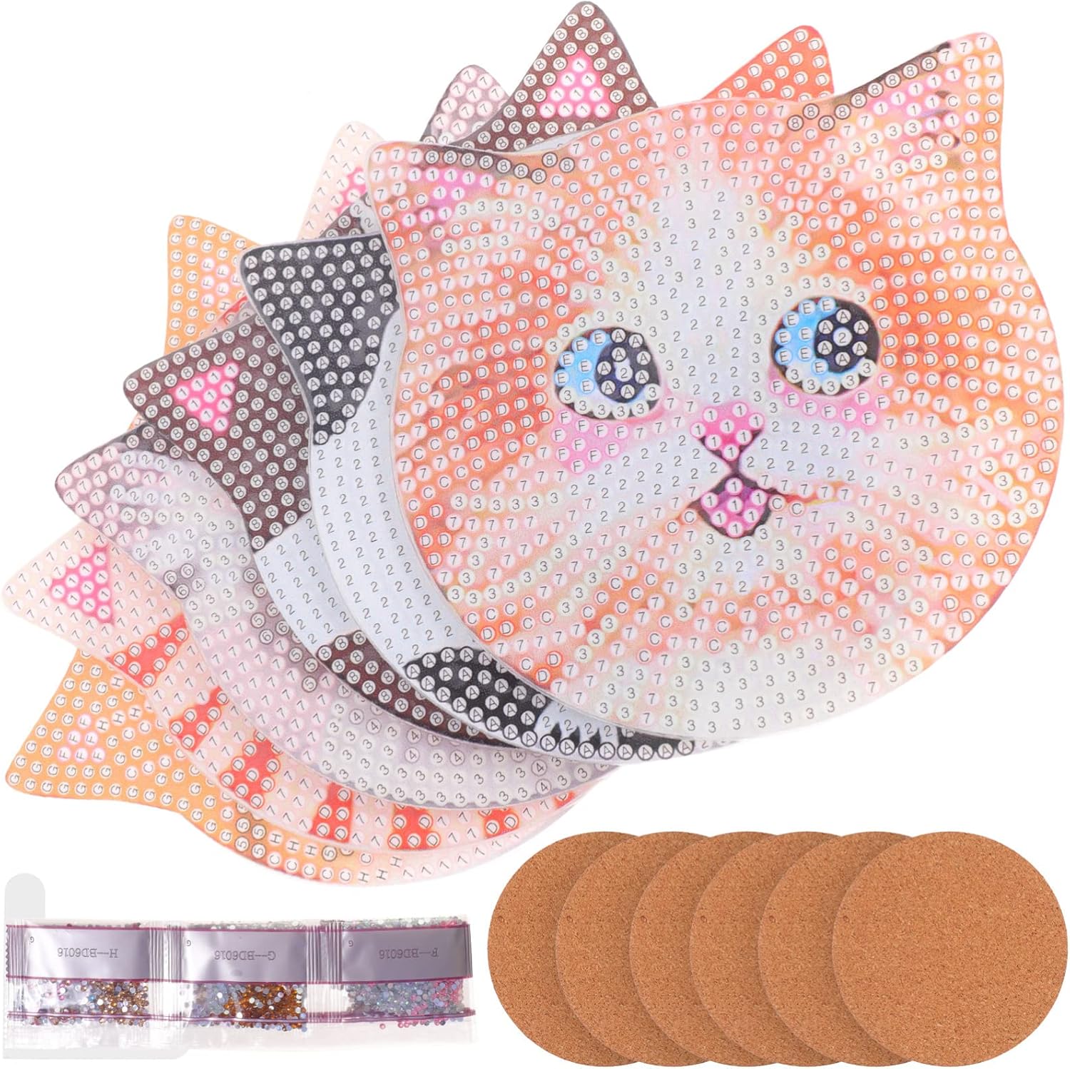 Ciieeo 1 Set Coasters DIY Cat Diamond Art Coasters Drink