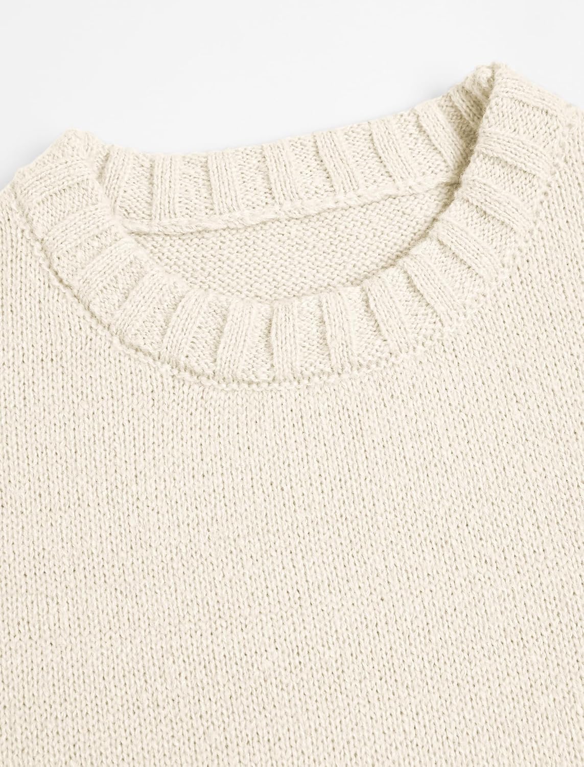ZAFUL Crew Neck Casual Knit Sweater for Women Cozy Long Sleeves Ribbed Knit Pullover Sweaters Jumper