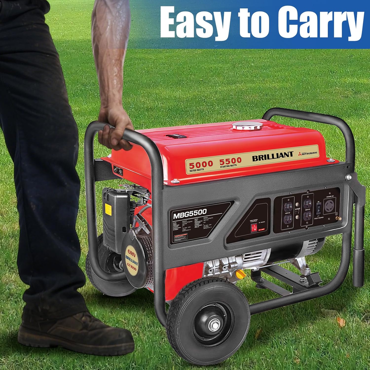 TOOLCY 5500W Gas Powered Generator – High-Performance Gas Generator with AVR, Steel Frame for Backup Power, Jobsite & Outdoor Use, 120V/240V 60Hz, Recoil Start, Not for Sale in California
