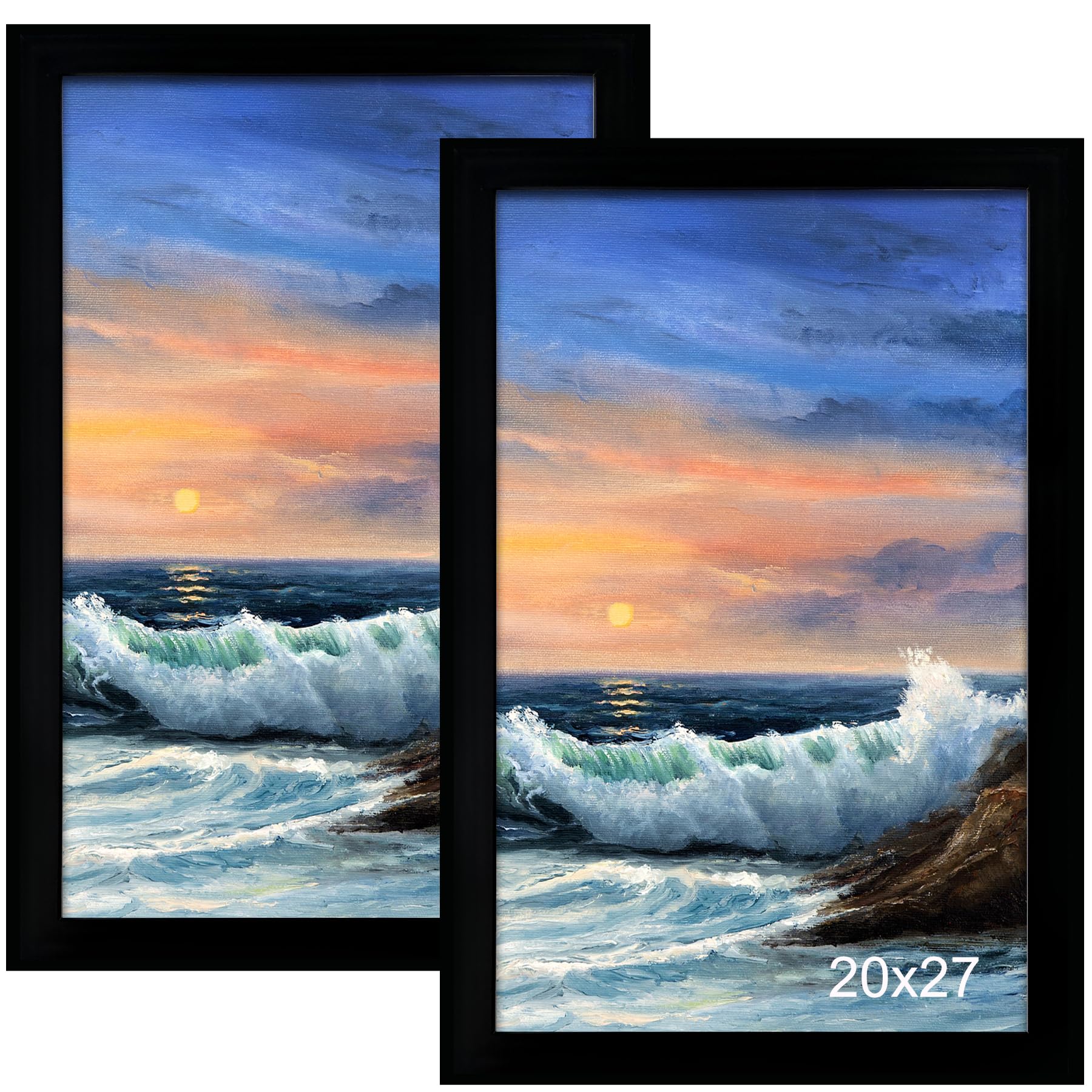 LUCKYLIFE 20x27 Picture Frame, Wall Hanging Puzzle Poster Frames, Display Pictures 20 x 27 without Mat, Pack of 2, Black Black 20x27