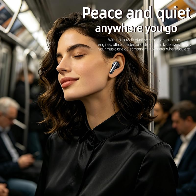Cyberix Noise Cancelling Wireless Earbuds, 45dB ANC, 6-Mic ENC Calls image 2
