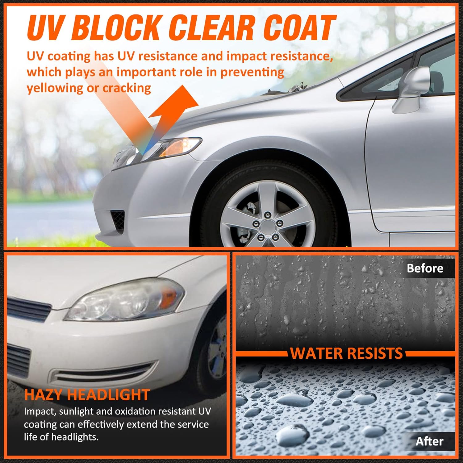 Headlights Assembly for 2006-2013 Chevy Impala | 2014-2016 Chevy Impala Limited | 2006-2007 Chevy Monte Carlo Chrome Housing Amber Reflector Replacement Driver and Passenger Side