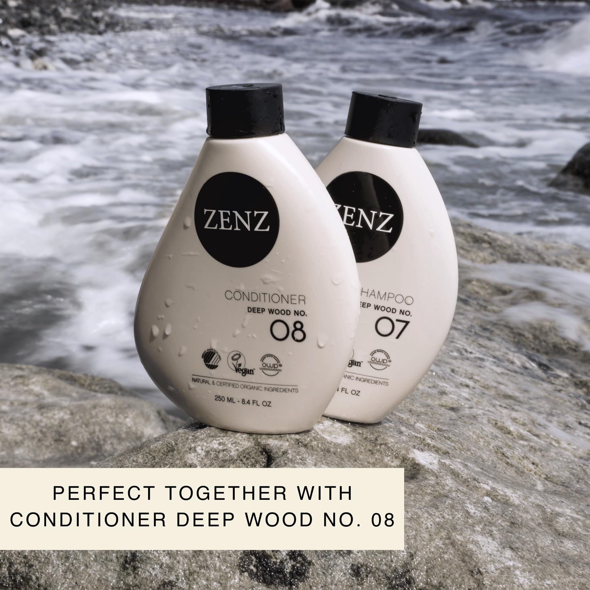 ZENZ Szampon | Deep Wood nr 07 | 250 ml | zapach drzewa sandałowego, paczula i mirry | nie zawiera silikonu | szczególnie nadaje się do kręconych i suchych włosów | do wszystkich rodzajów włosów