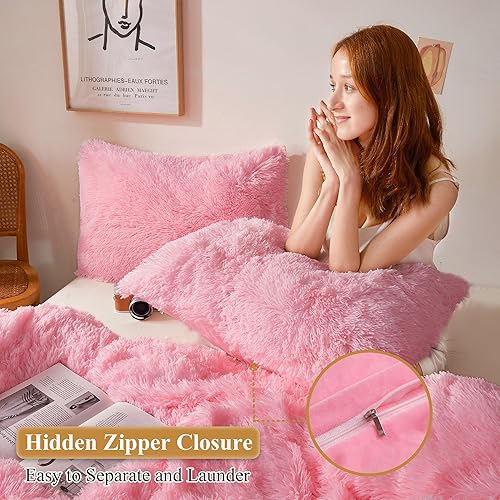 Miniatura 3 de XeGe - Fundas de almohada de piel sintética y terciopelo de cristal esponjoso, ultra suaves con cierre de cremallera, 2 unidades