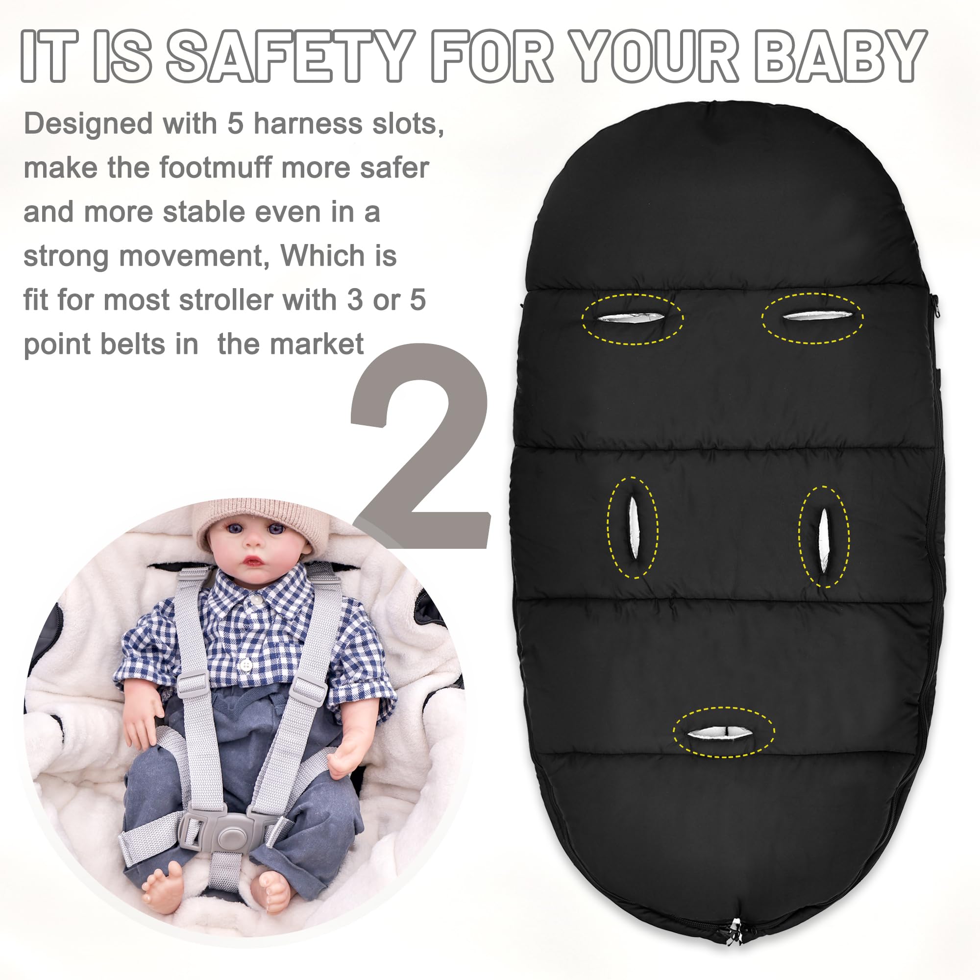 Winter Warm Bunting Bags Universal, Baby Stoller Sleep Bag Cold Weather, Waterproof Toddler Footmuff for Stroller,Pushchairs,Prams - 4