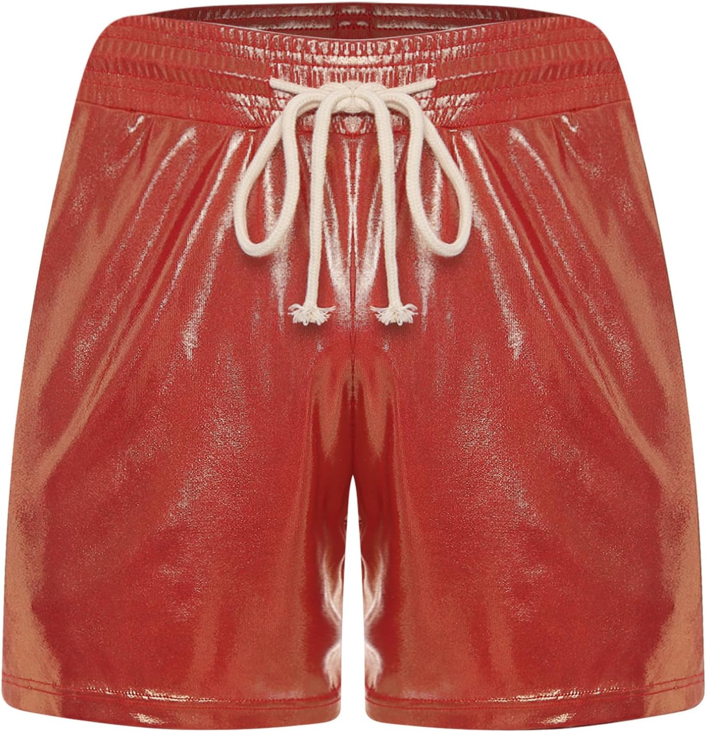 ranrann Mens Metallic Drawstring Shorts Shiny Sparkly Rave Outfit Holographic Booty Shorts with Pockets