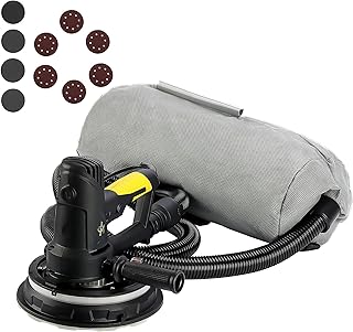 CUBEWAY Drywall Sander, Handheld Electric Drywall Sander with Vacuum Attachment and Variable Speed, Sheetrock Sander Machine with LED Light 10pcs Sanding Discs and 26FT Power Cord