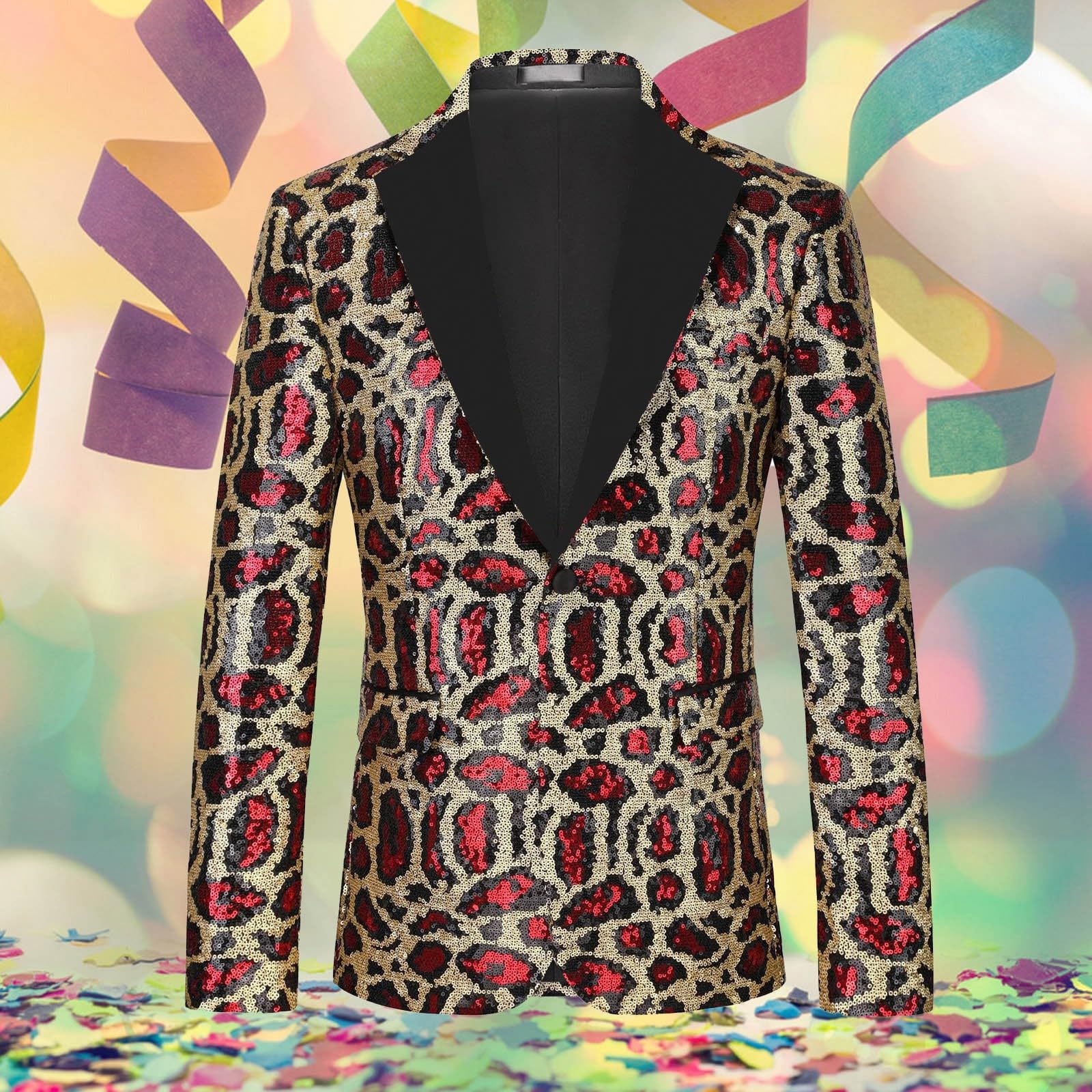 Modische, glitzernde Paillettenjacke mit Tiermuster, formelle Partyjacke, schmal geschnittener Businessmantel für Abendveranstaltungen